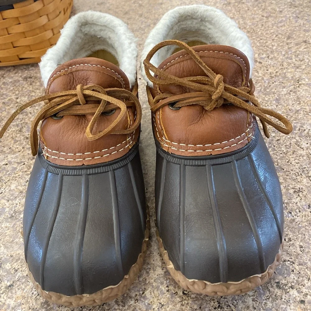 L.L. Bean Lined Upper Rubber Leather  Boots 6M CM Low Duck Boots -No Innersoles